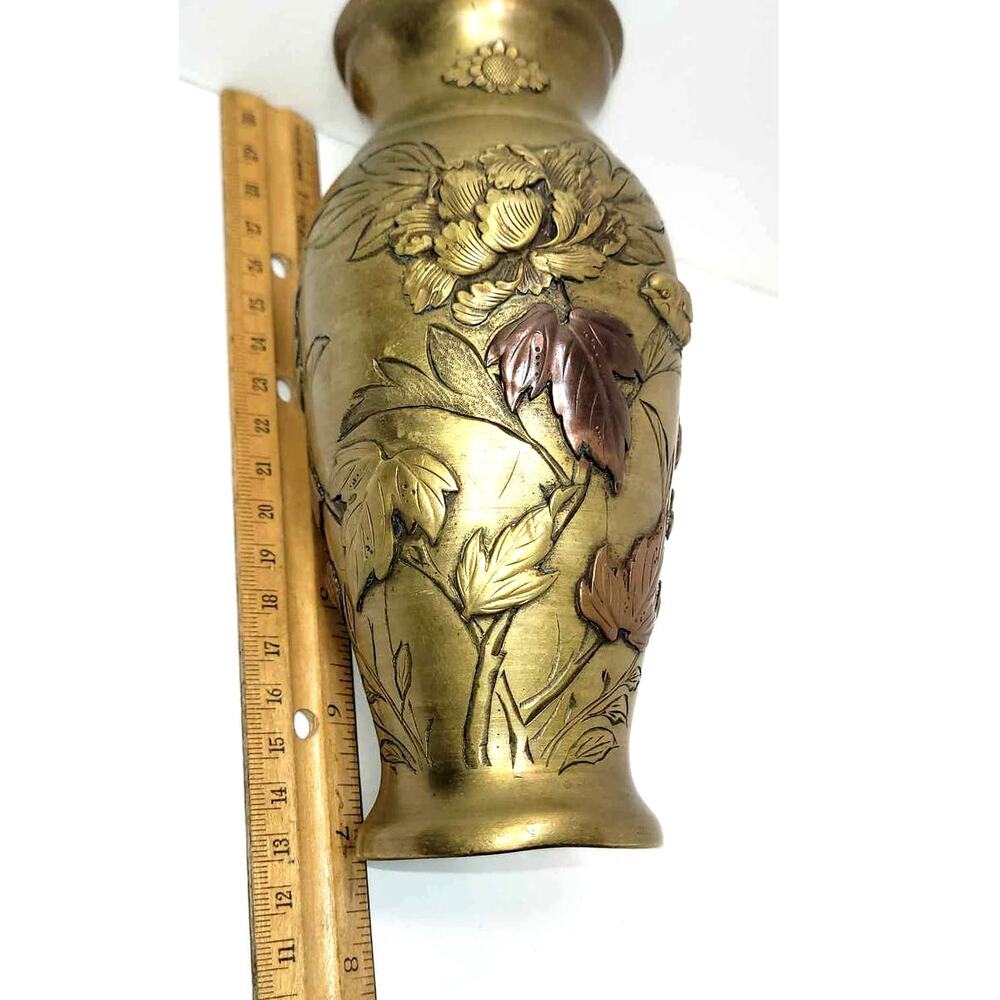 7"   19th Century  Japanese Meiji Period  Bronze / Copper Mixed Metal Vase - Picture 7 of 10